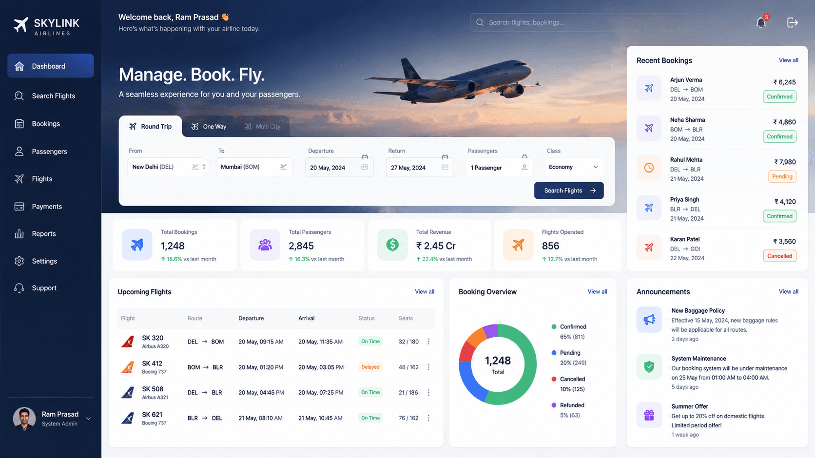 AIRLINE RESERVATION SYSTEM project preview